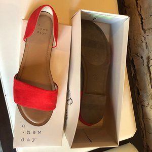 A New Day Orange Flat Sandals 7.5 Like New In Box
